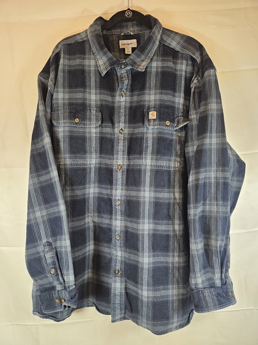 Carhartt Navy and White Plaid Work Shirt - Original Fit Heavyweight Gorpcore
